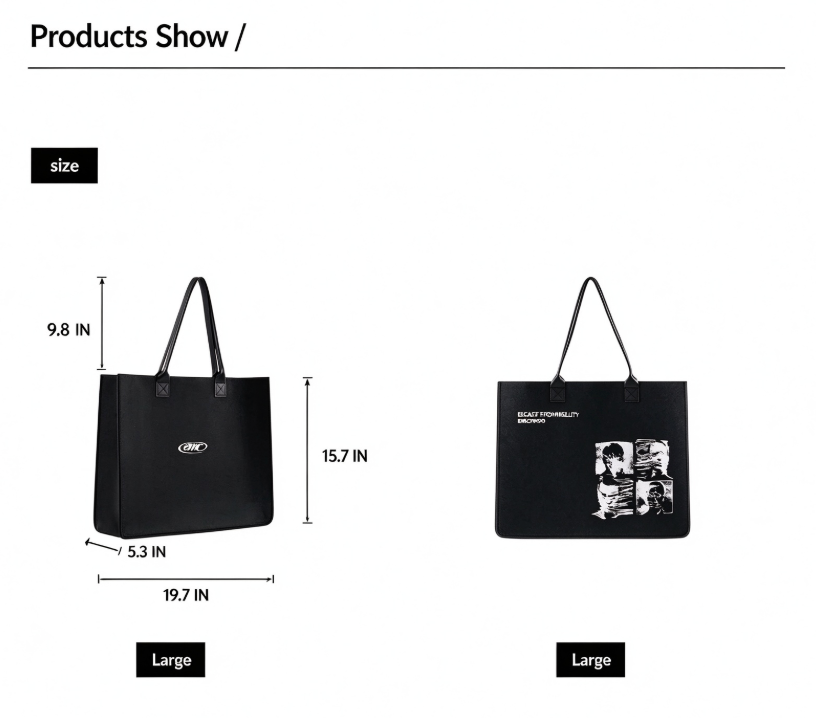 EMCTWO Original Logo Tote Bag, Extra Large Capacity Handbag for Students Unisex