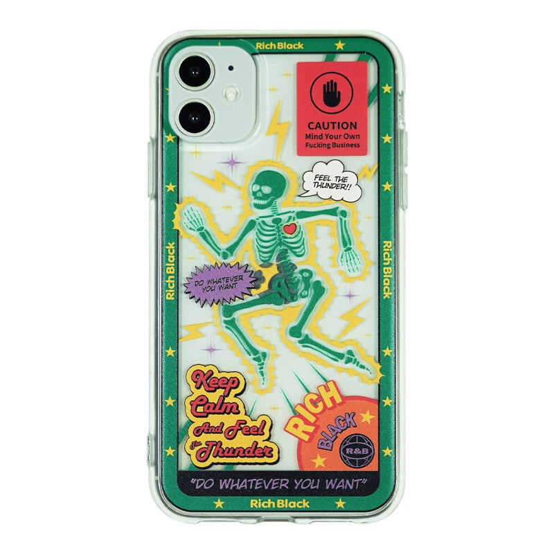 Lightning Skull Clear Soft Phone Case for iPhone 17 18 Pro Max