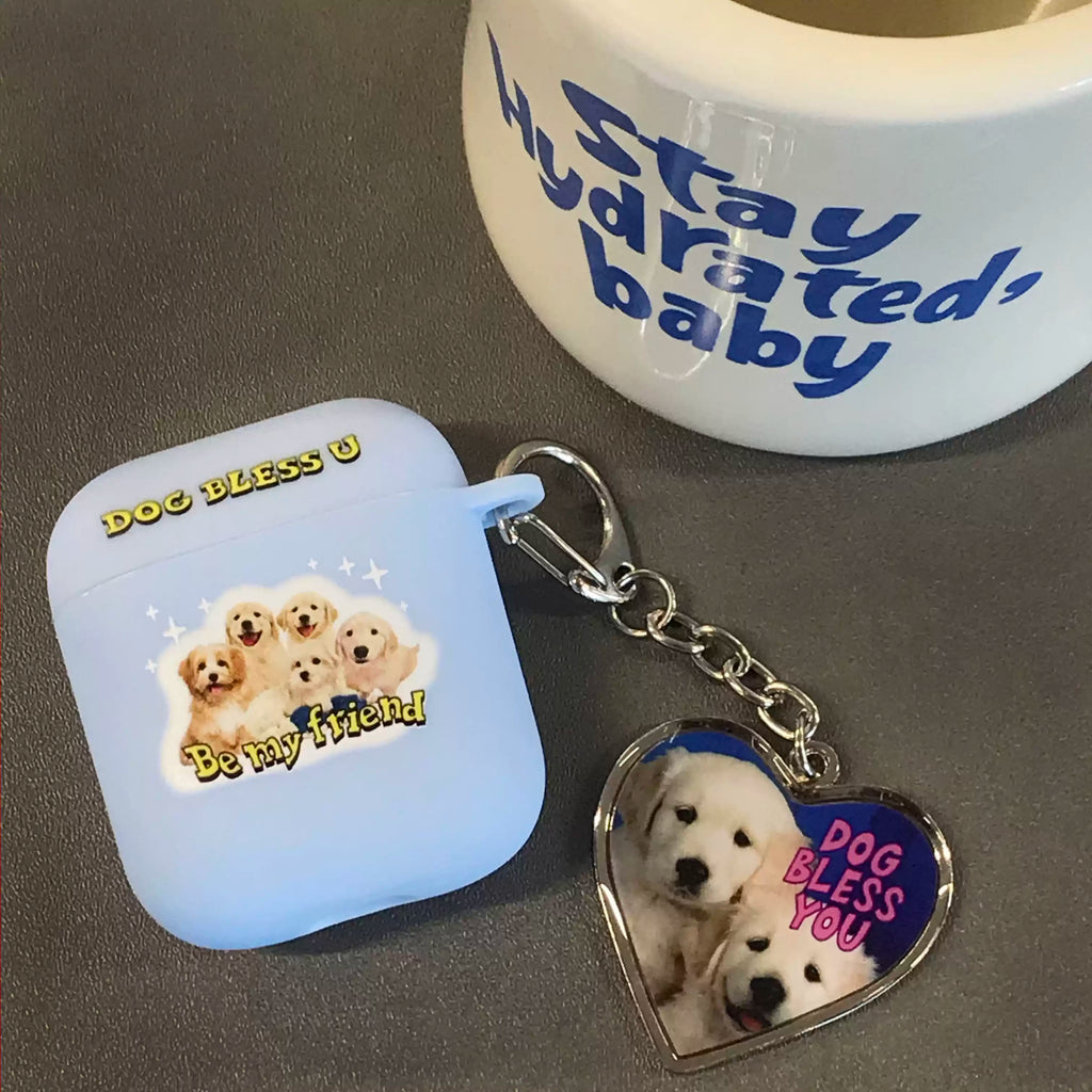 Dog & Heart Metal Keychain, Cute American Vintage Style Bag Charm