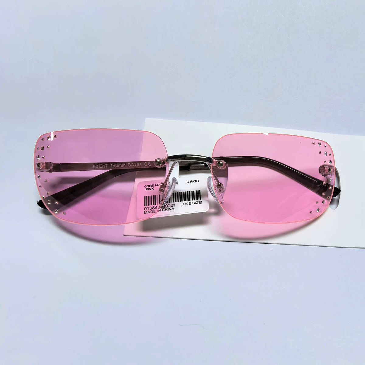 Y2K Shibuya Hot Girl Rhinestone Rimless Sunglasses, Colorful Diamond Inlaid Shades