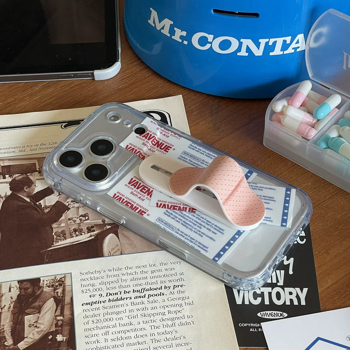 Original Self-Aid Bandage Print Phone Case for iPhone 14 15 16 17 18 Pro Max, Niche Shockproof Cover