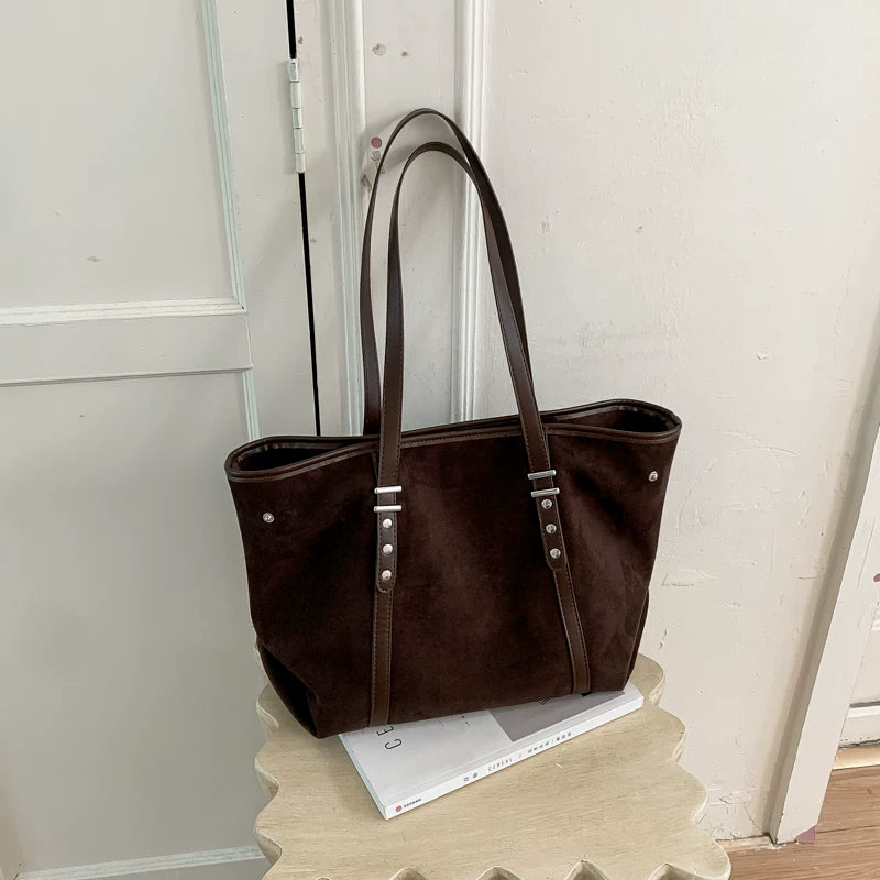 Vintage Relaxed Vibe Large Tote Bag, Fashion Commuter Shoulder Bag for Women