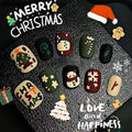Christmas Wish Matte Press On Nails, Cute Cartoon Versatile Festive Short Bean Nail Tips