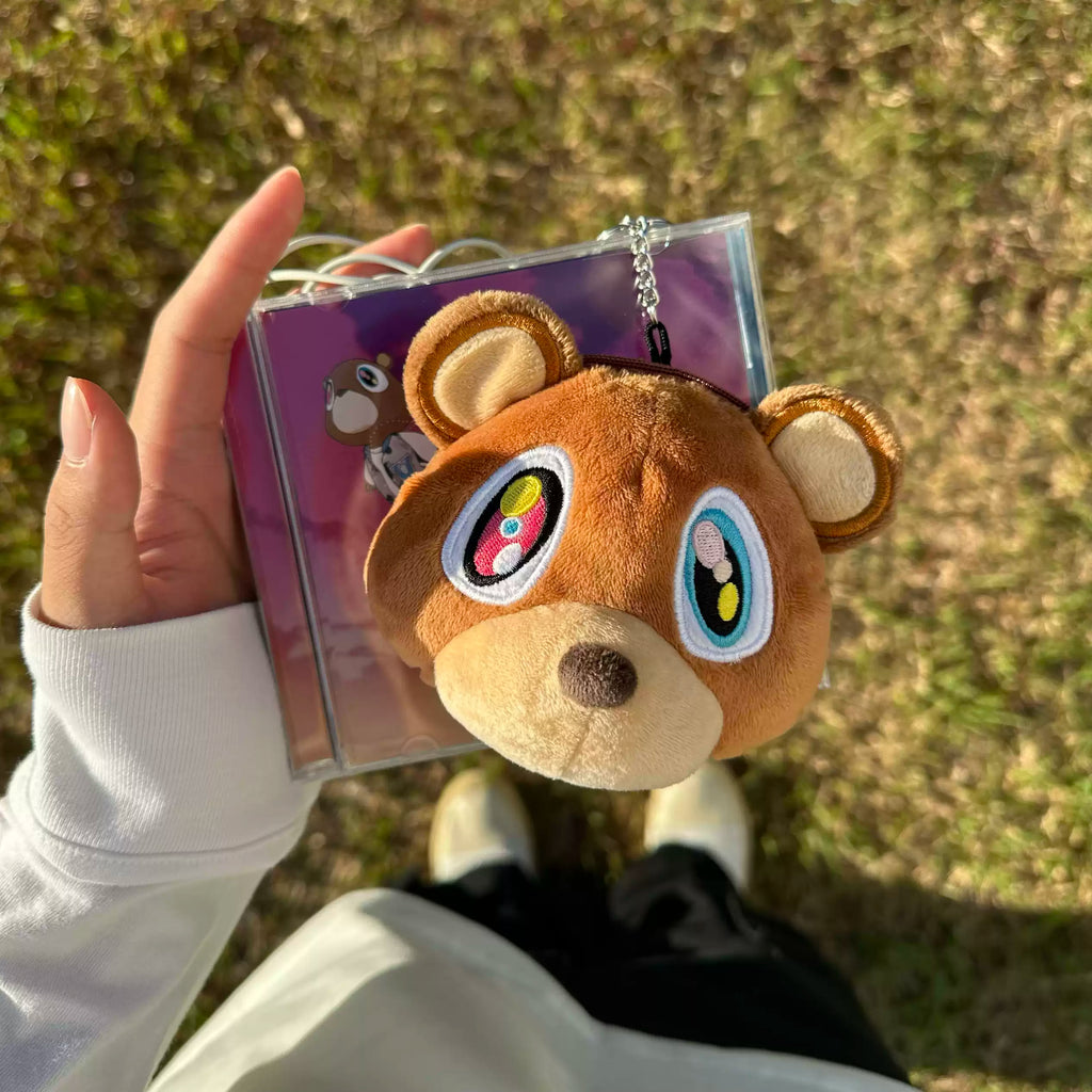 Kanye "Dropout Bear" Plush Bag Charm – Trendy Keychain Accessory for Your Outfit