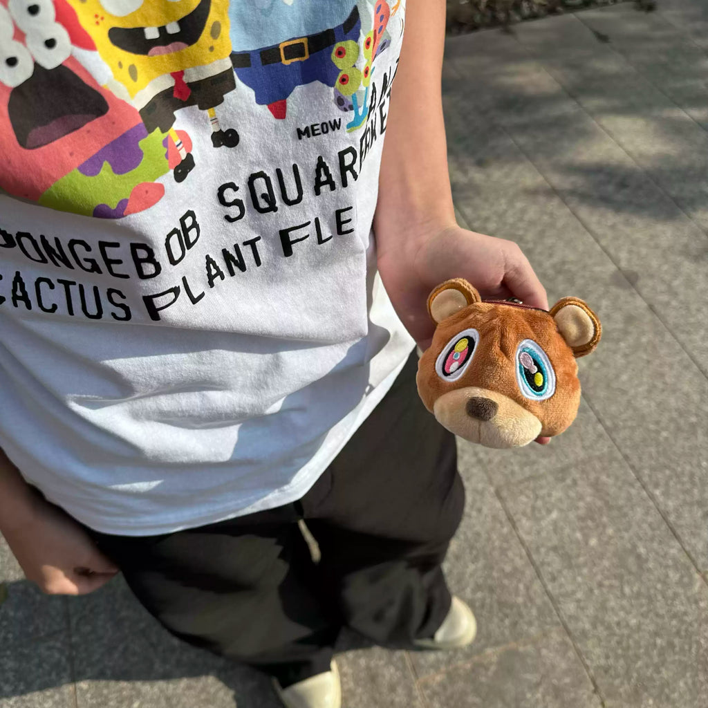 Kanye "Dropout Bear" Plush Bag Charm – Trendy Keychain Accessory for Your Outfit