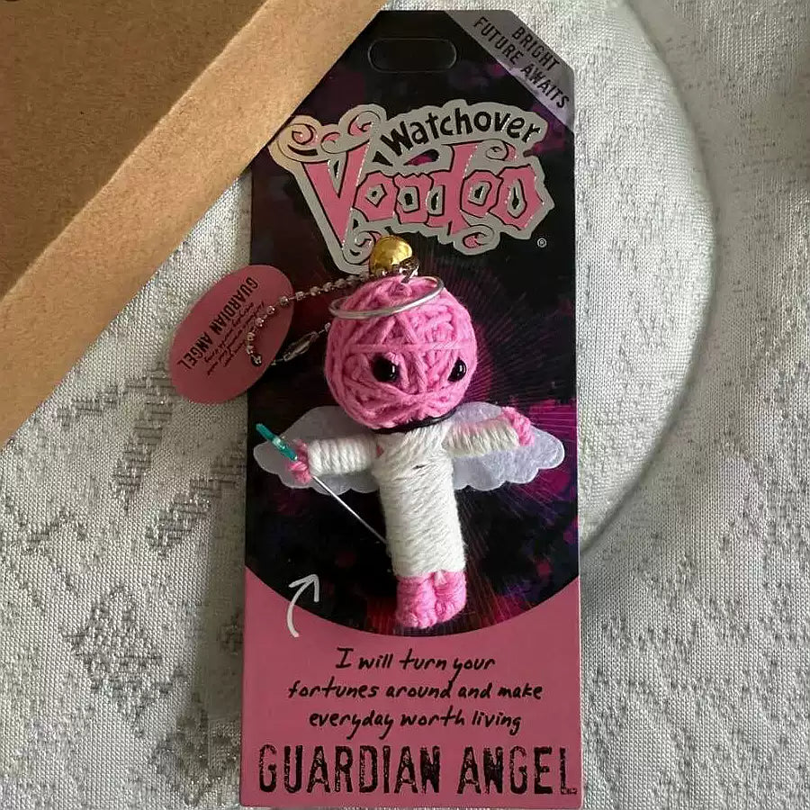Hand Wrapped Mummy Witch Doll Plush Charm, 10 Styles Guardian Angel White with Story Card