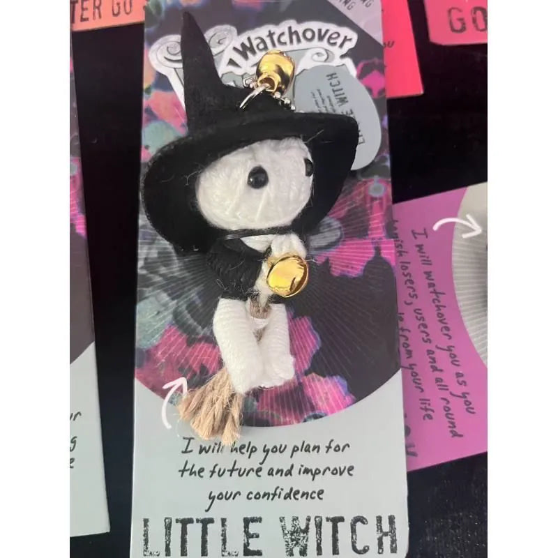 Hand Wrapped Mummy Witch Doll Plush Charm, 10 Styles Guardian Angel White with Story Card