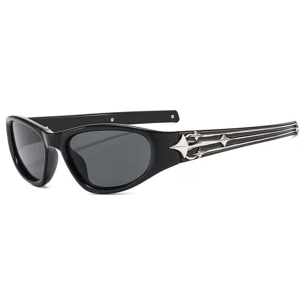Vintage Sports Meteor Temple Sunglasses, High-end Runway Statement Shades