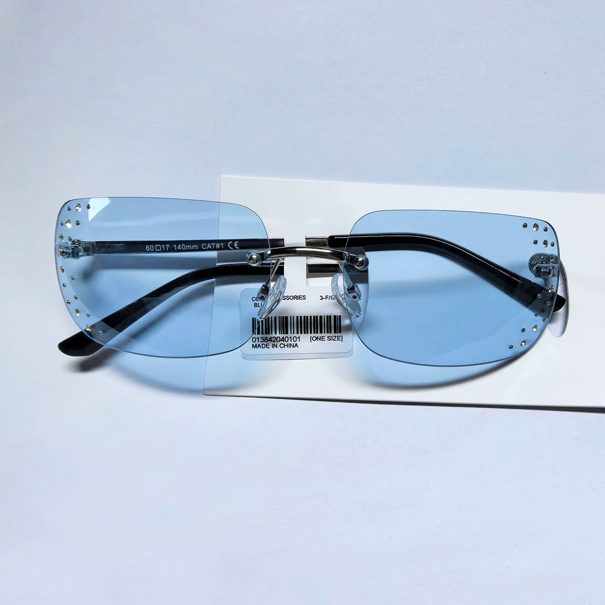 Y2K Shibuya Hot Girl Rhinestone Rimless Sunglasses, Colorful Diamond Inlaid Shades