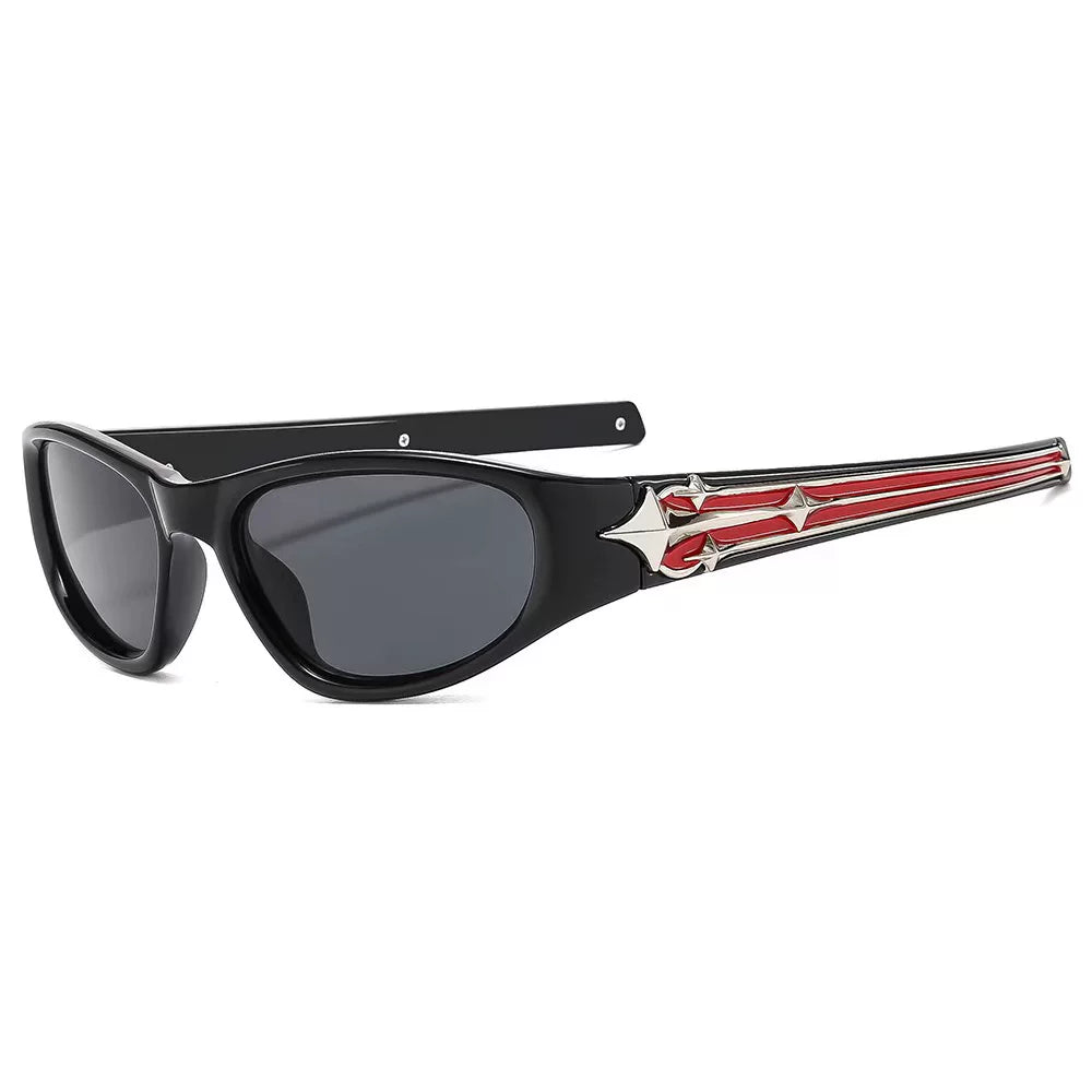 Vintage Sports Meteor Temple Sunglasses, High-end Runway Statement Shades
