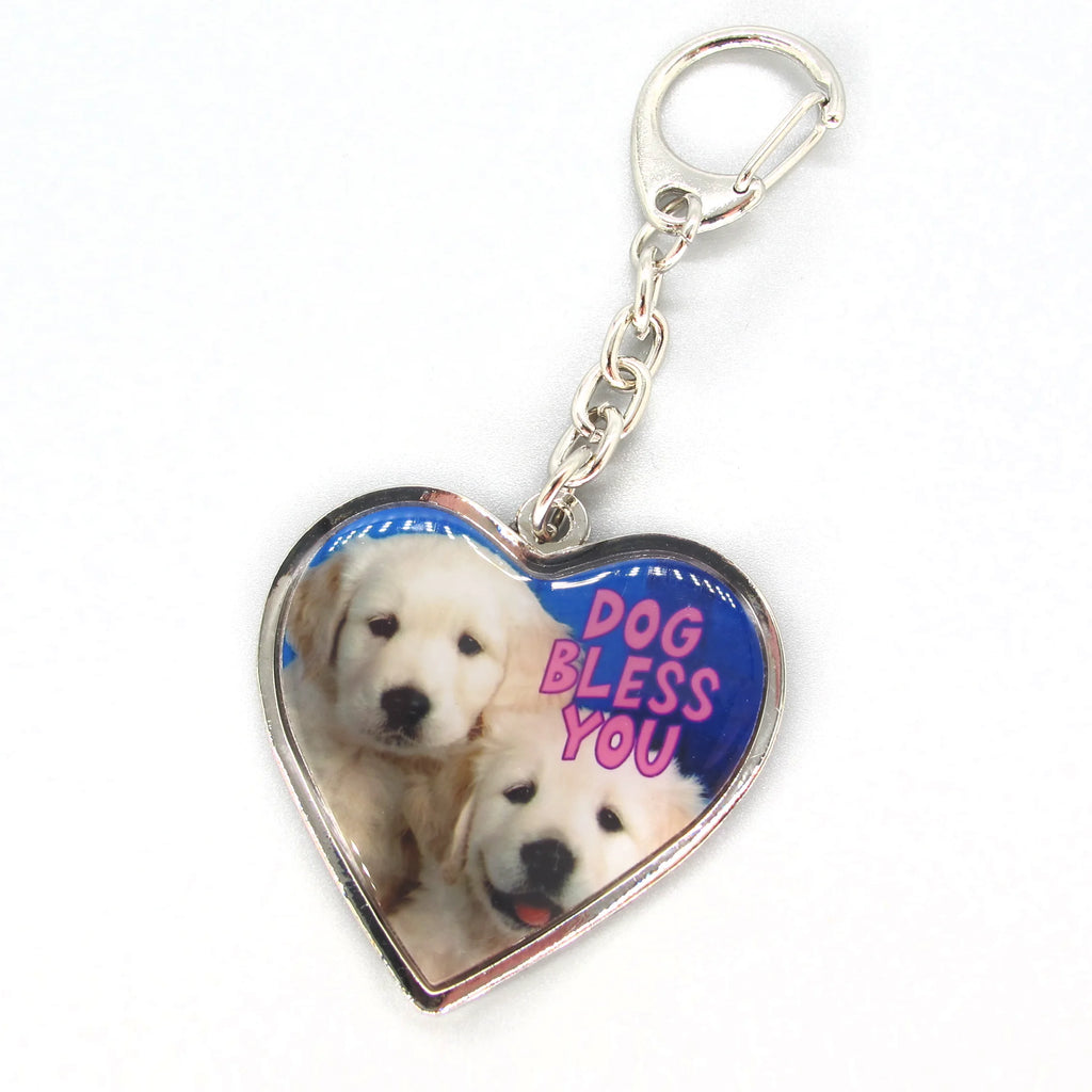 Dog & Heart Metal Keychain, Cute American Vintage Style Bag Charm