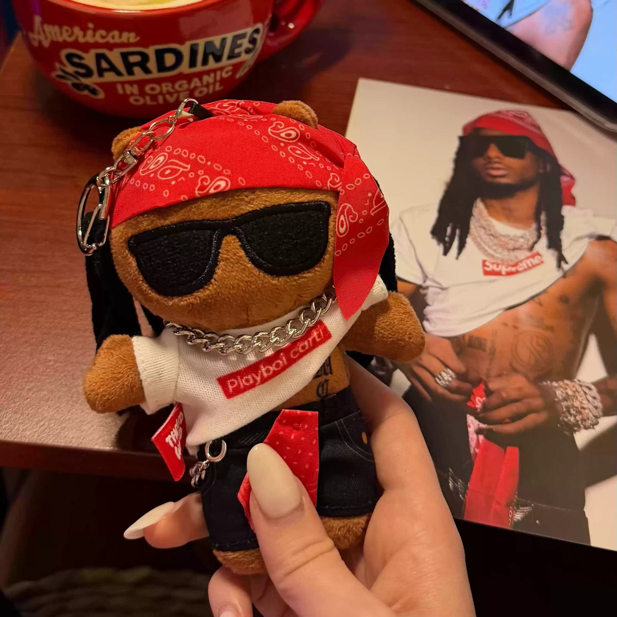 Playboi Carti Plush Keychain, Hip Hop Rap Trendy American Style Plush Bag Charm